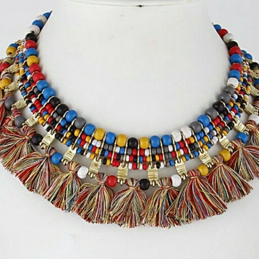 ⛔SOLDOUT⛔Multicolor Boho tassel necklace